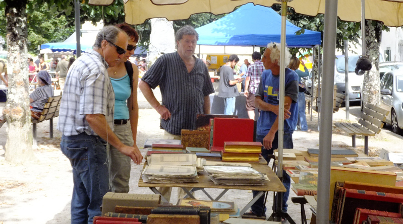 photo du marché aux bouquins organisé par la bouquinerie de Bagnères-de-Bigorre en 2012